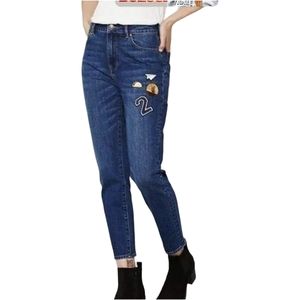 PacSun High Waisted Retro Jeans Road Trip Patches "Los Angeles"  Taco Size 27